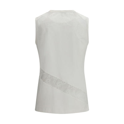 White Cotton Sleeveles T-Shirt