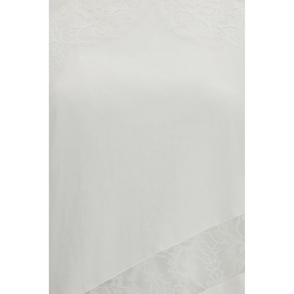 White Cotton Sleeveles T-Shirt