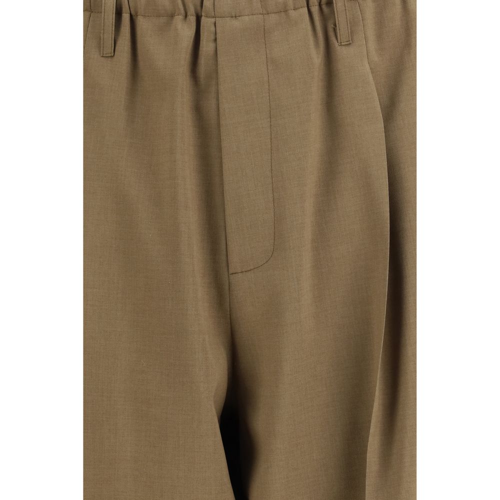 Beige Polyester Casual Pants