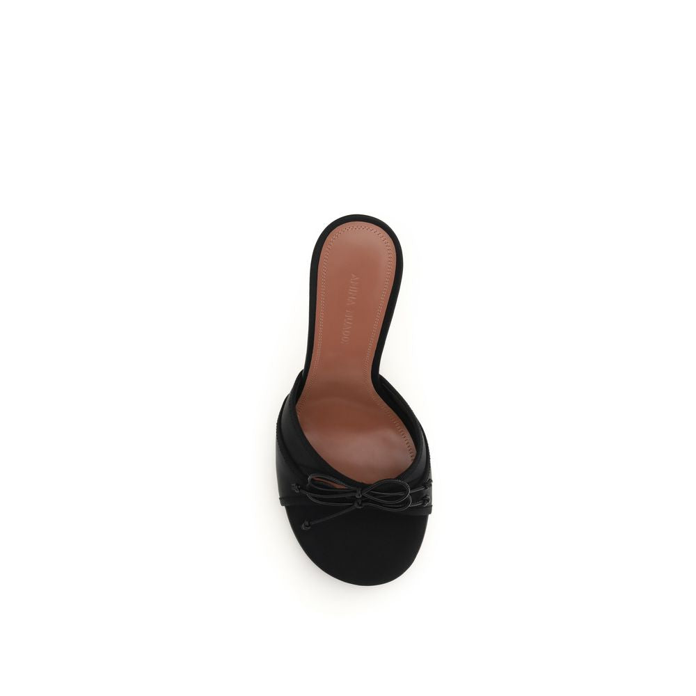 Black Silk Stiletto Heel Sandals
