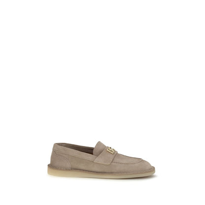 Beige Calf Leather Bos Taurus Slip-On Loafers