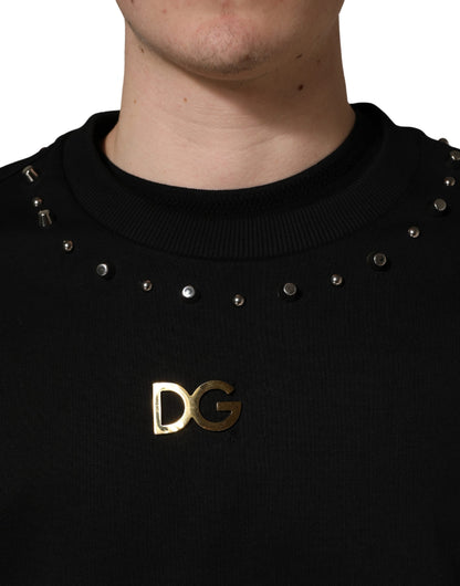 Black Embellished Cotton Sweatshirt Sweater