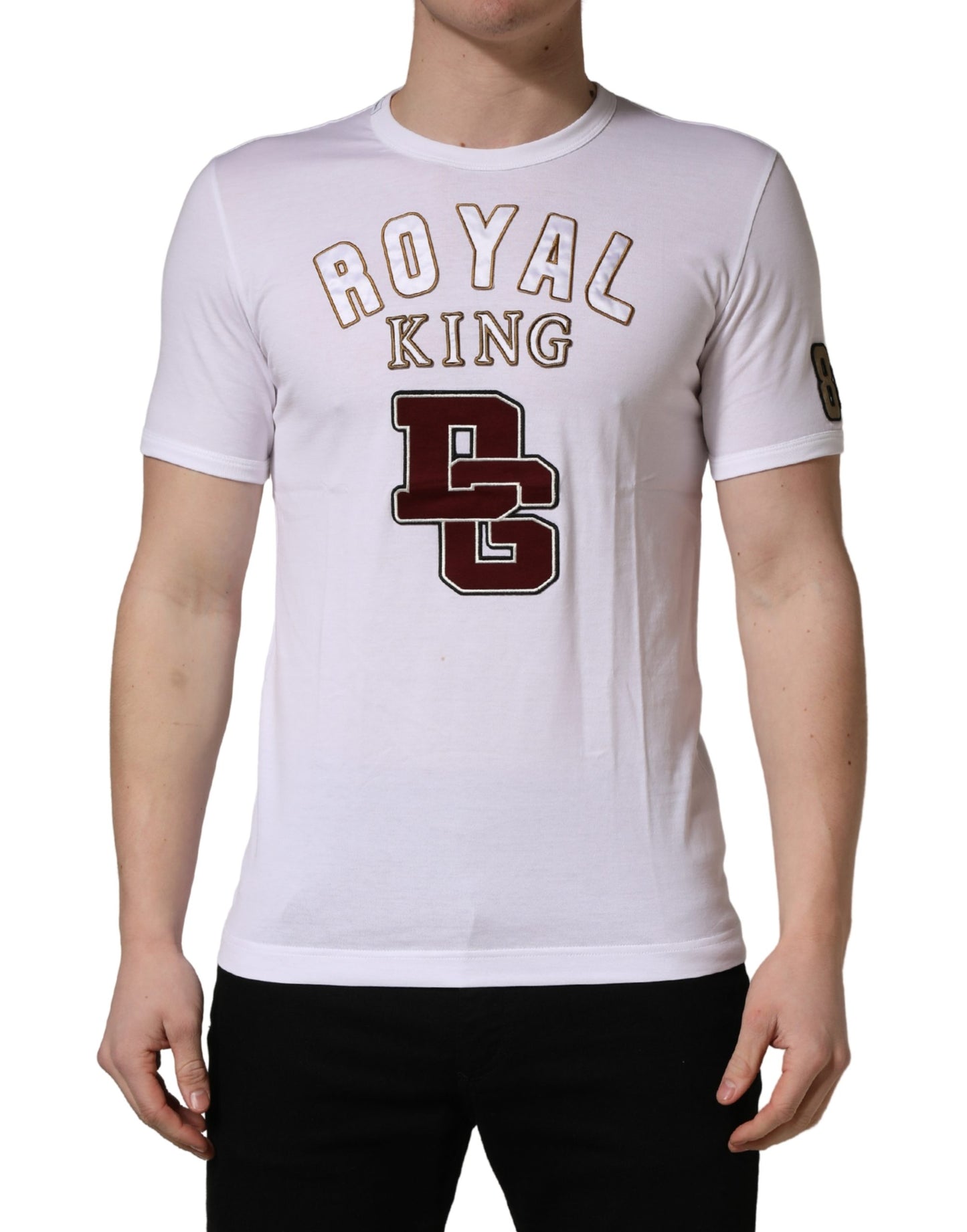 White DG King Royal Crew Neck Cotton  T-shirt