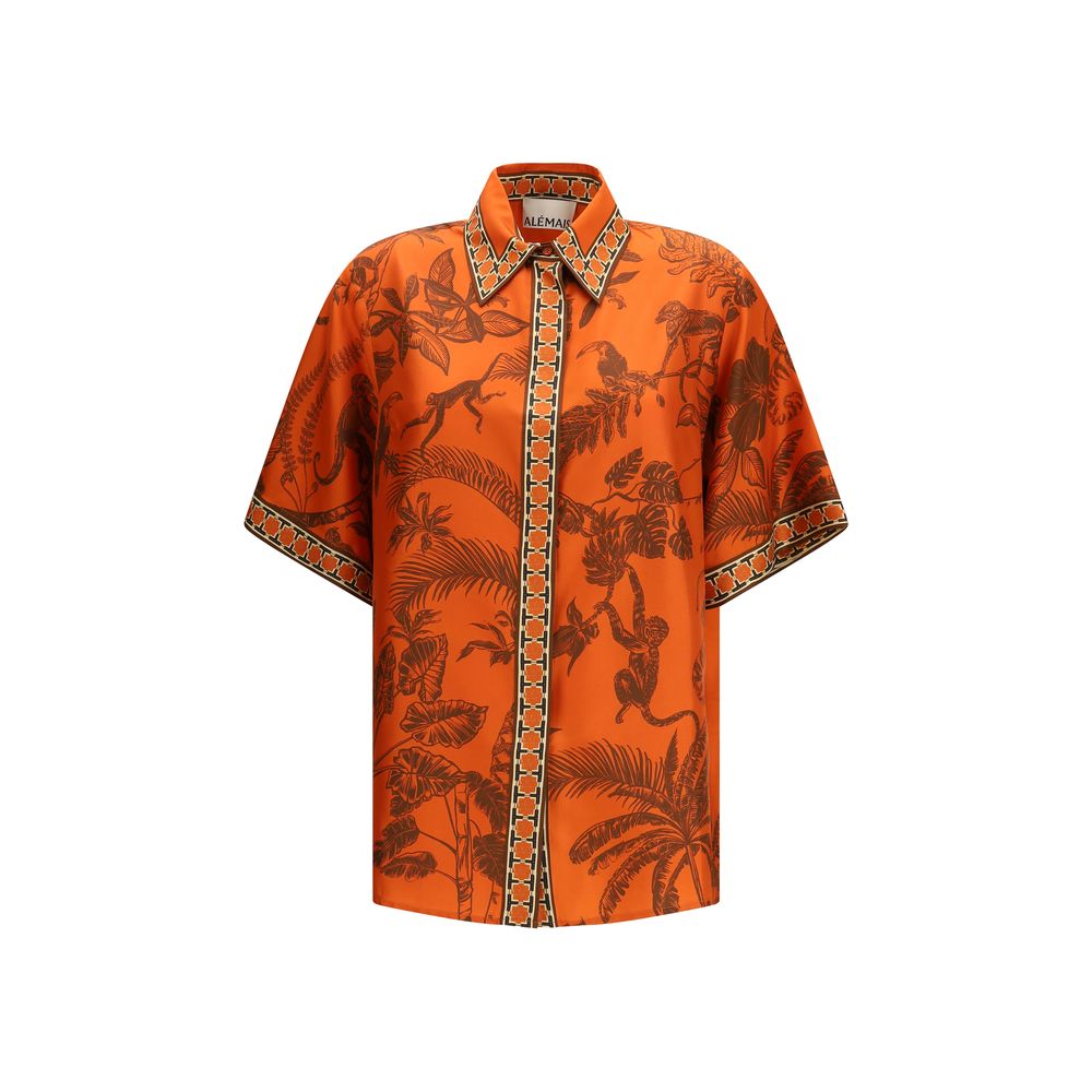 Orange Silk Pattern Shirt