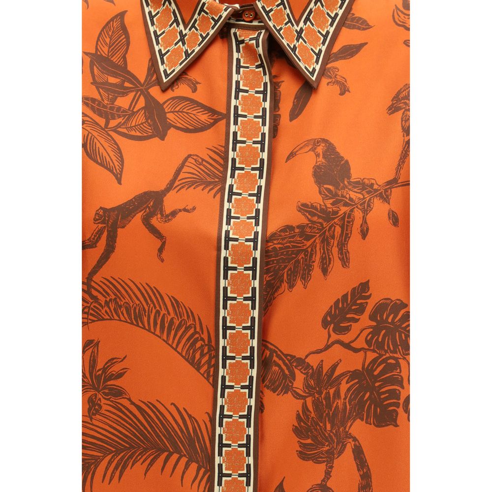 Orange Silk Pattern Shirt