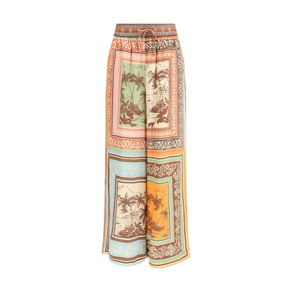Multicolor Silk Casual Pants