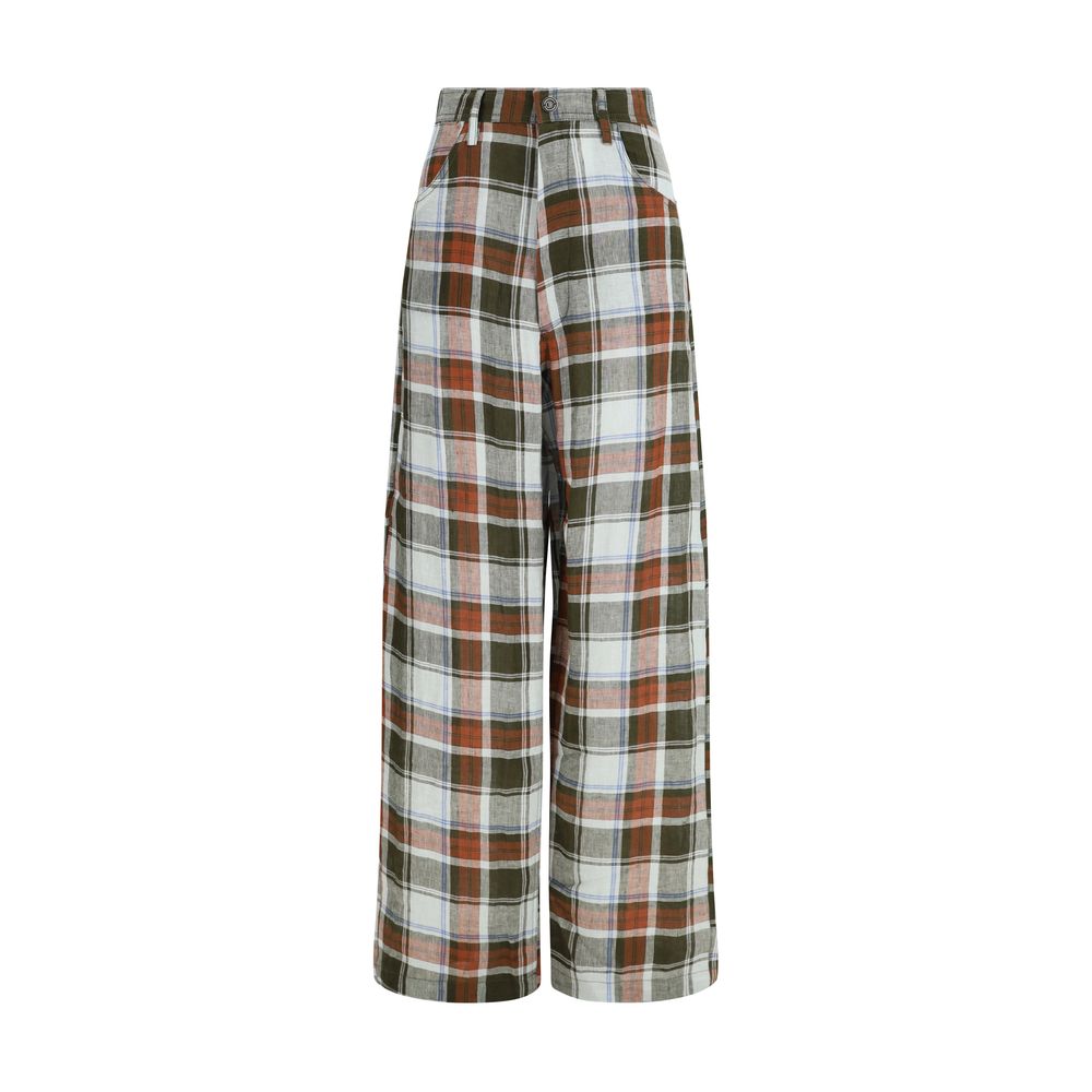 Multicolor Linen Casual Pants