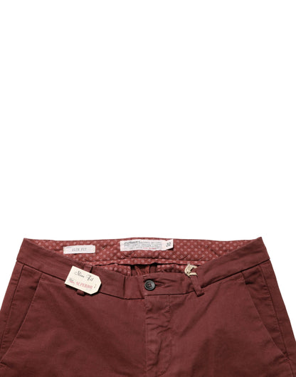 Maroon Mid Waisted Slim Fit Denim Trouser Jeans