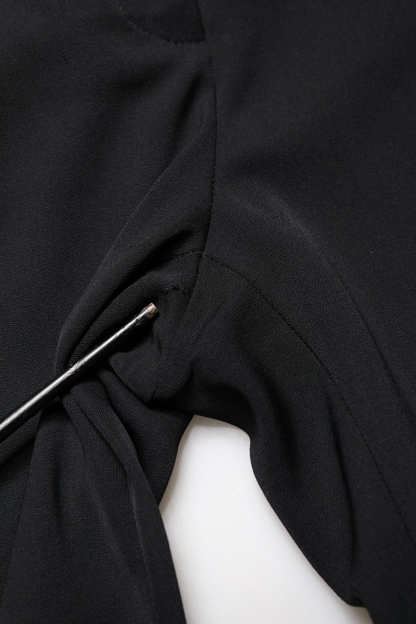 Black Wool High Waist Cropped Tapered Pants