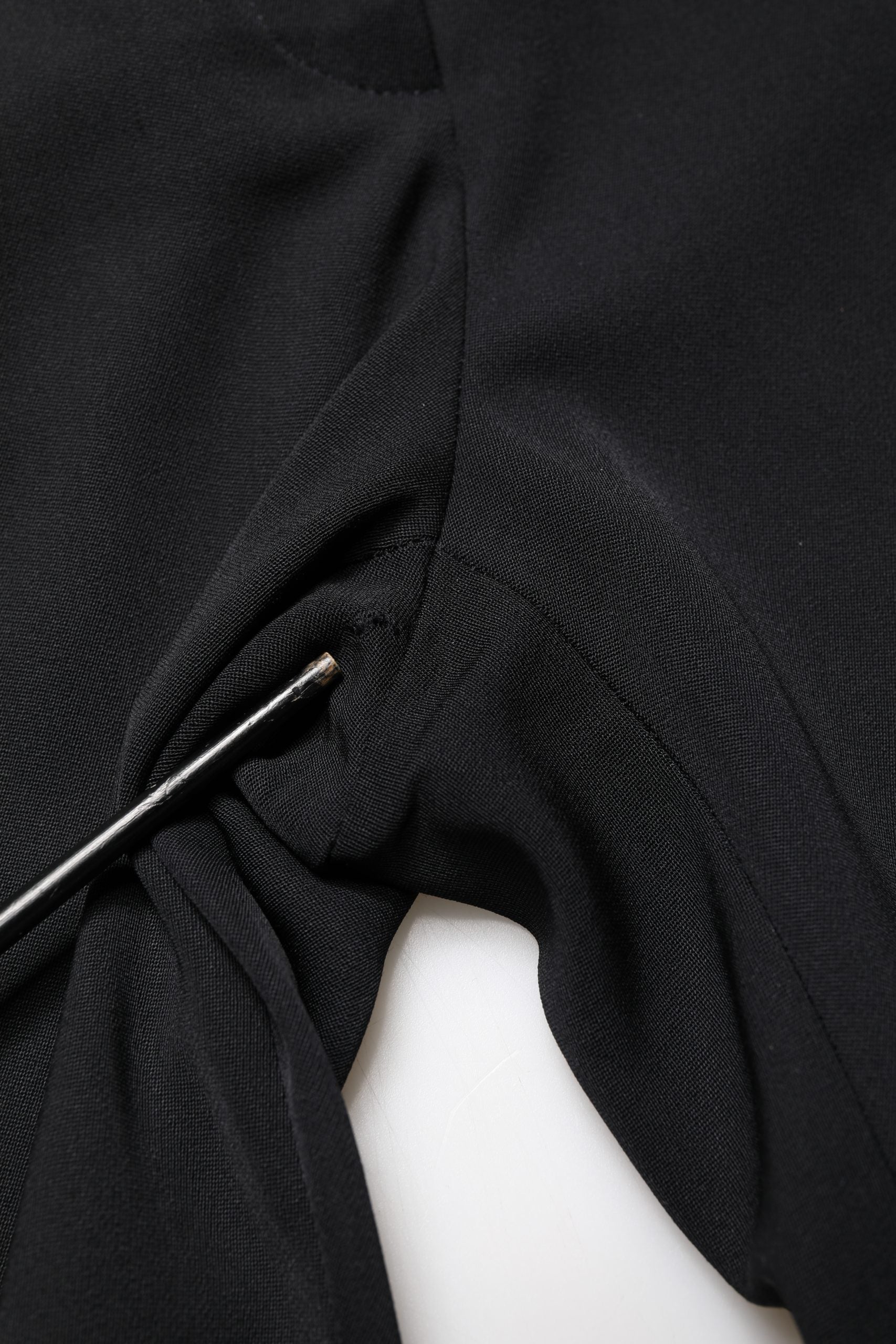Black Wool High Waist Cropped Tapered Pants