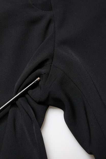 Black Wool High Waist Cropped Tapered Pants