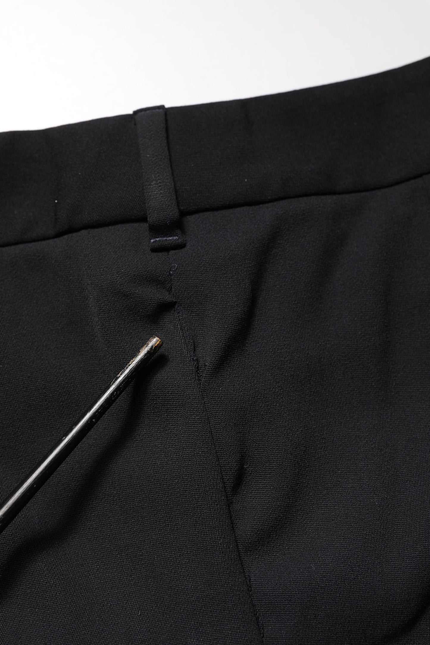 Black Wool High Waist Cropped Tapered Pants
