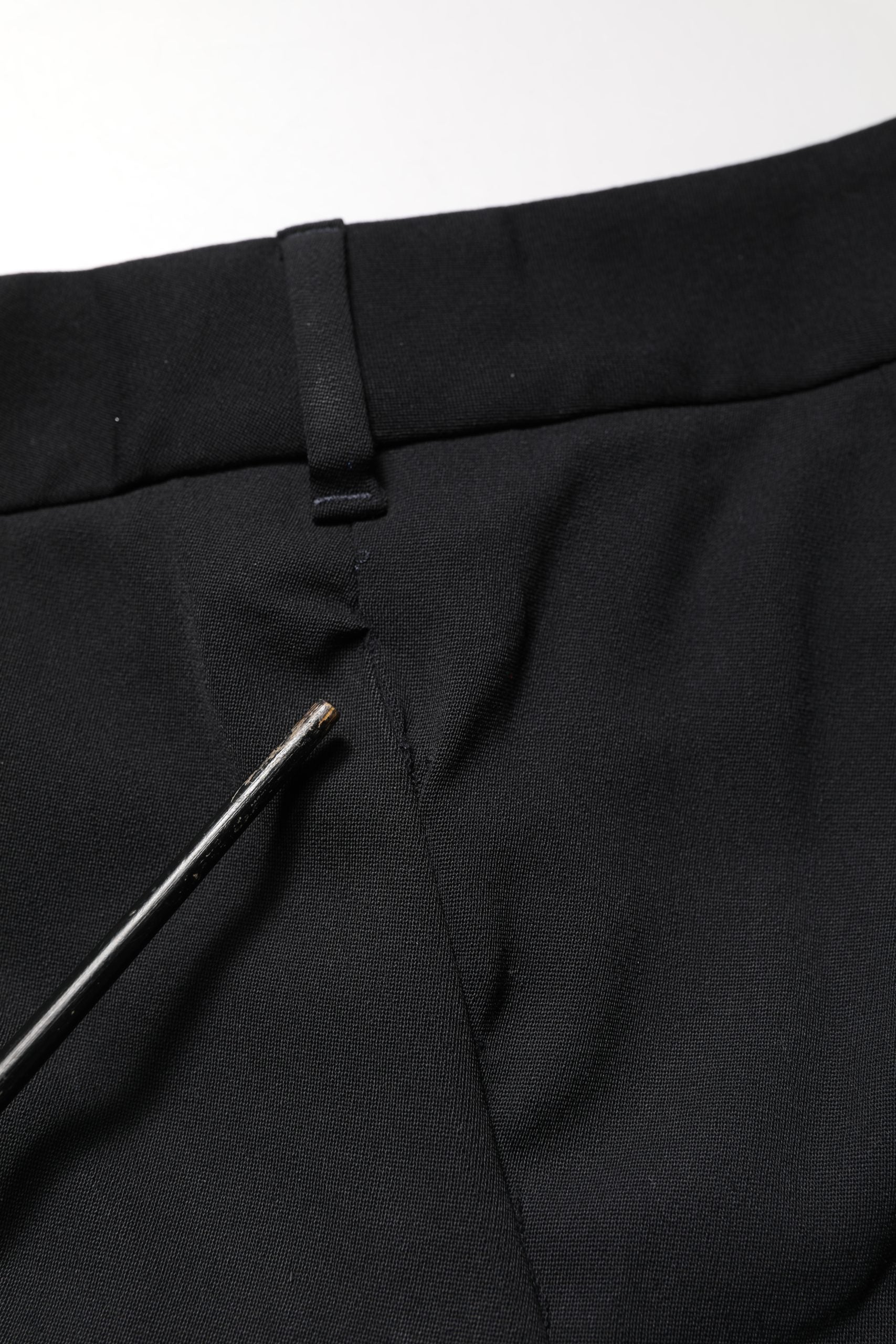 Black Wool High Waist Cropped Tapered Pants