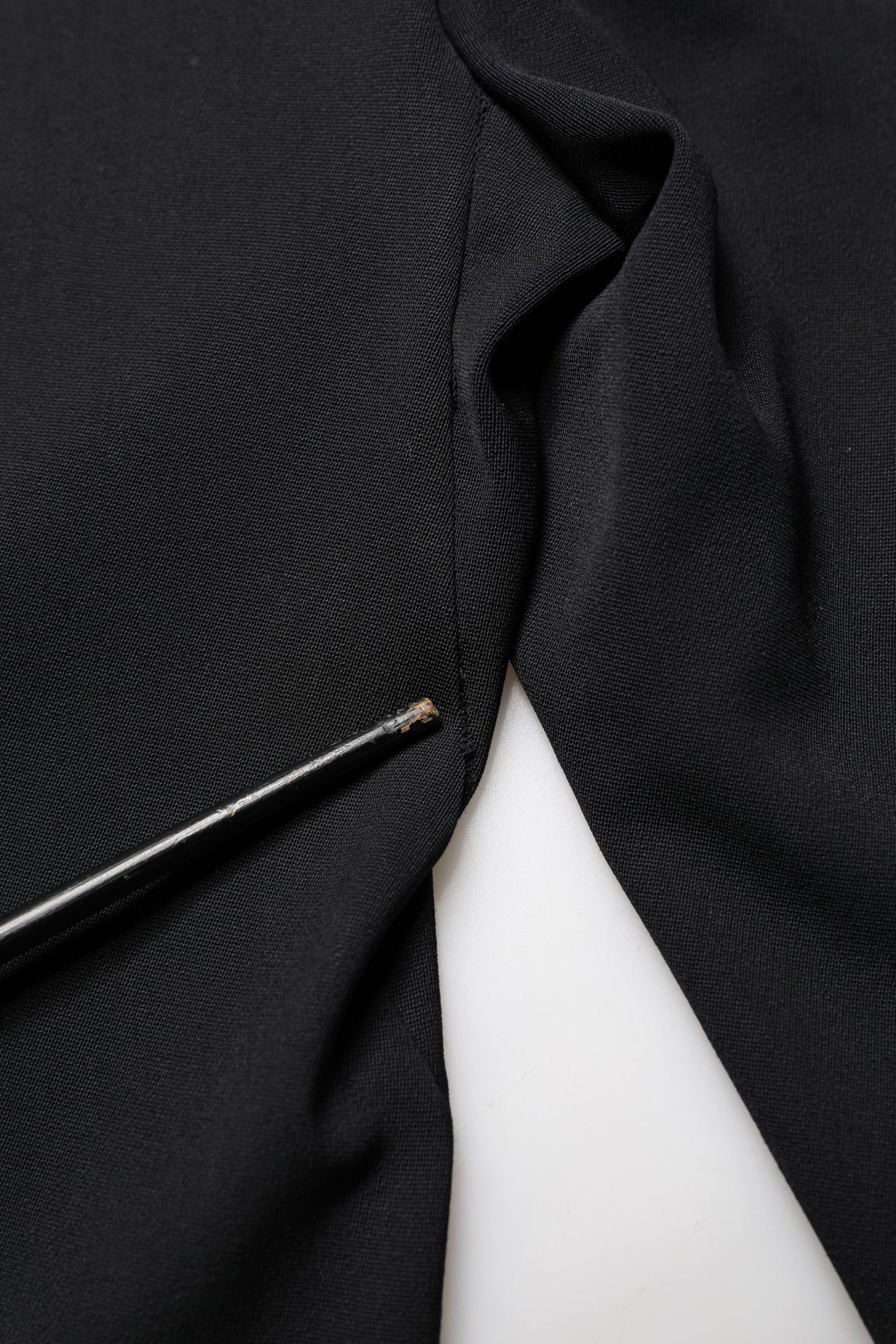 Black Wool High Waist Cropped Tapered Pants