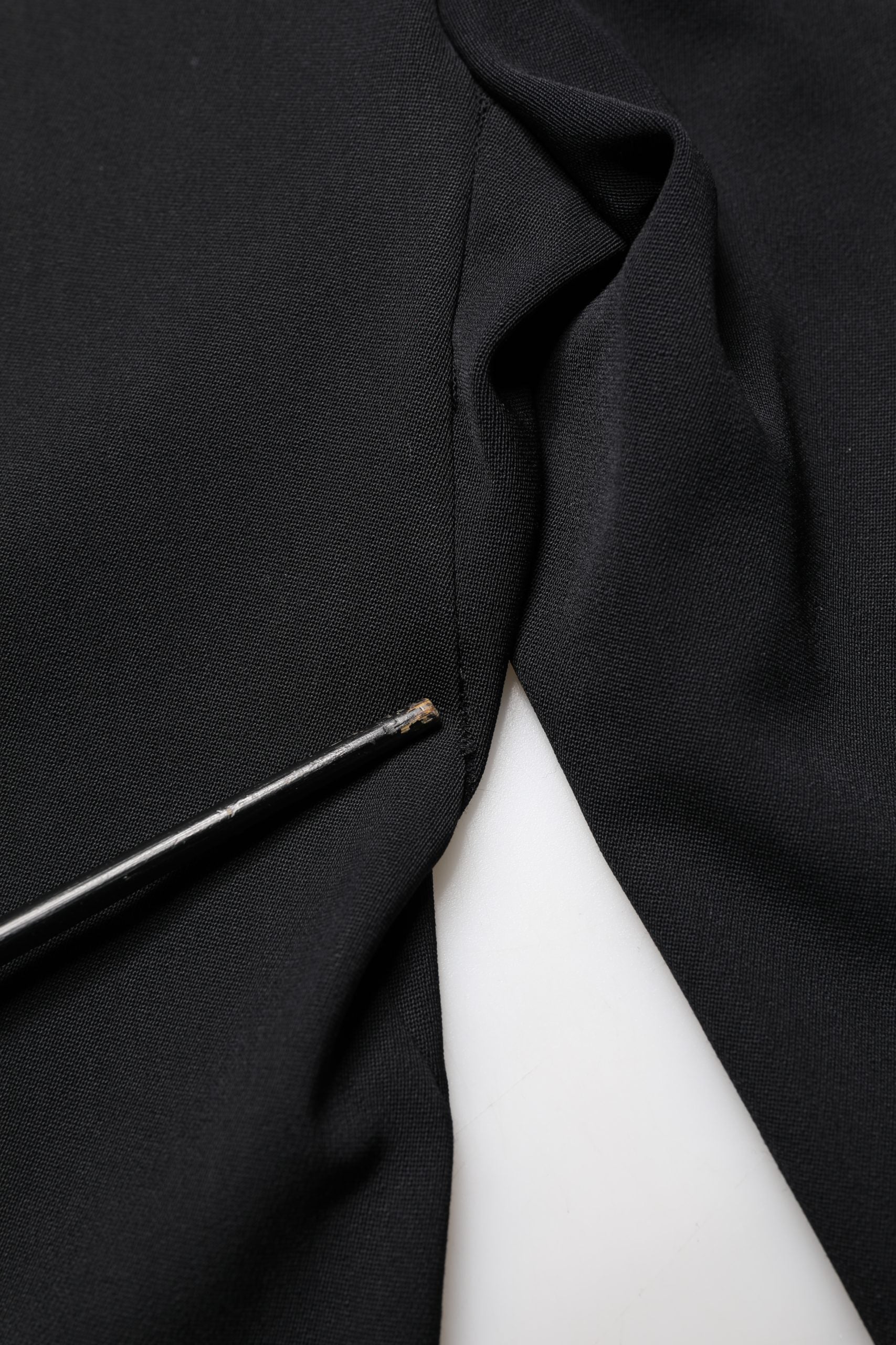Black Wool High Waist Cropped Tapered Pants