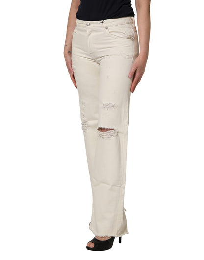 Mid Waisted Bootcut Tattered Denim Trouser Jeans