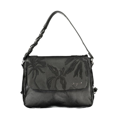 Black Polyurethane Women Backpack