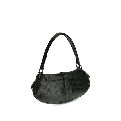 Blue Recycled Leather Shoulder Bag