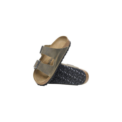 Bicolor Leather Flat Sandals