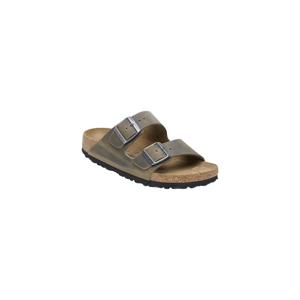 Bicolor Leather Flat Sandals