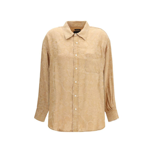 Orange Viscose Pattern Shirt