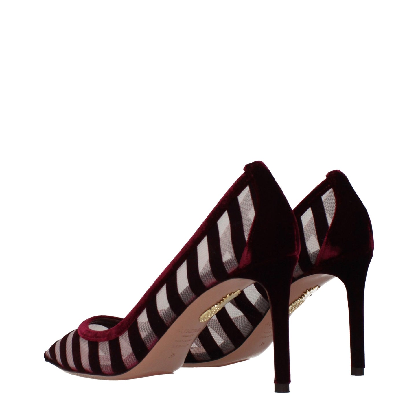 Transparent Velvet Mid Heel Pumps