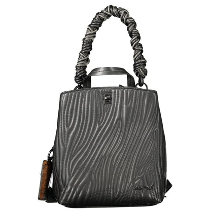 Black Polyurethane Women Mini Backpack
