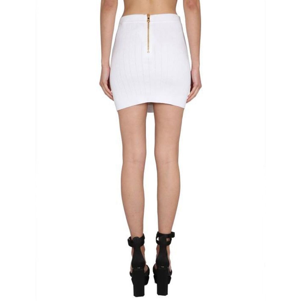 White Polyester Mini Skirt