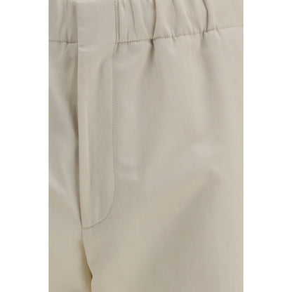 Beige Cotton Casual Pants