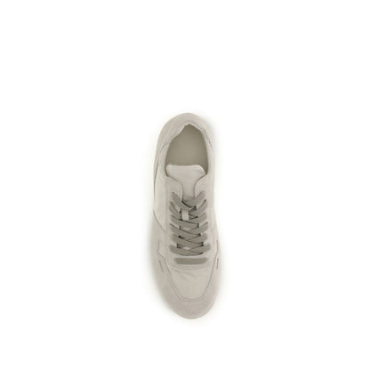 Gray Calf Leather Bos Taurus Low Top Sneakers
