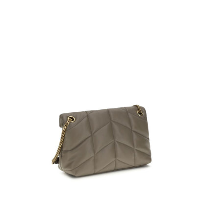 Gray Lamb Leather Shoulder Bag