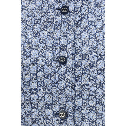 Blue Cotton Sleveless Jacket