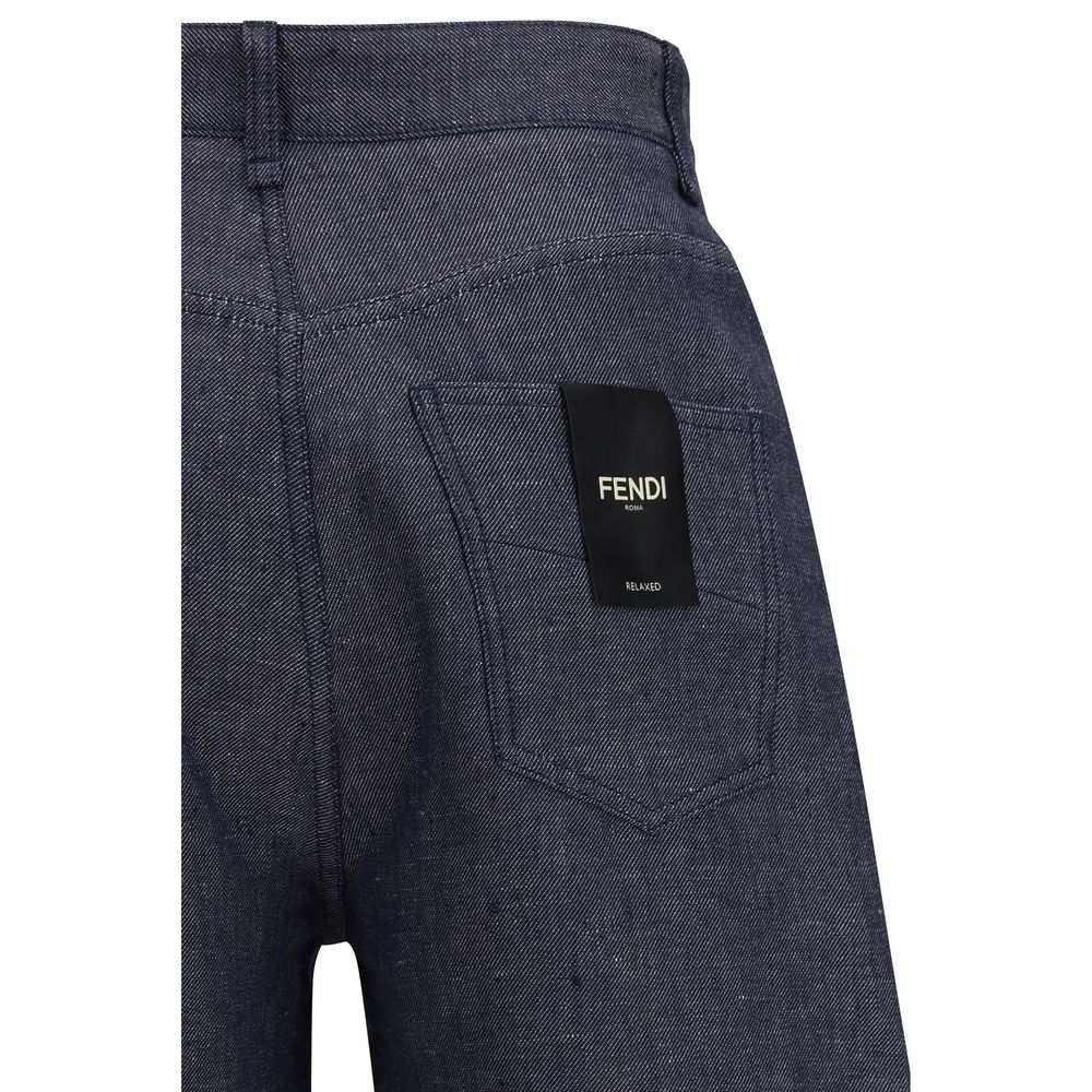 Blue Linen Relaxed Fit Jeans