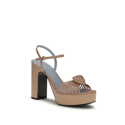 Beige Goatskin Platform Sandals
