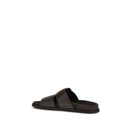 Brown Calf Leather Bos Taurus Sandals