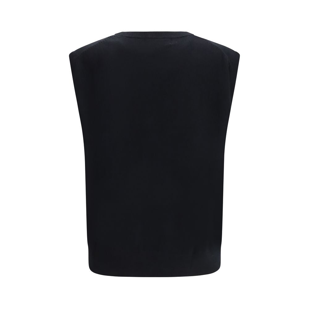 Black Elastane Sleeveles Sweater