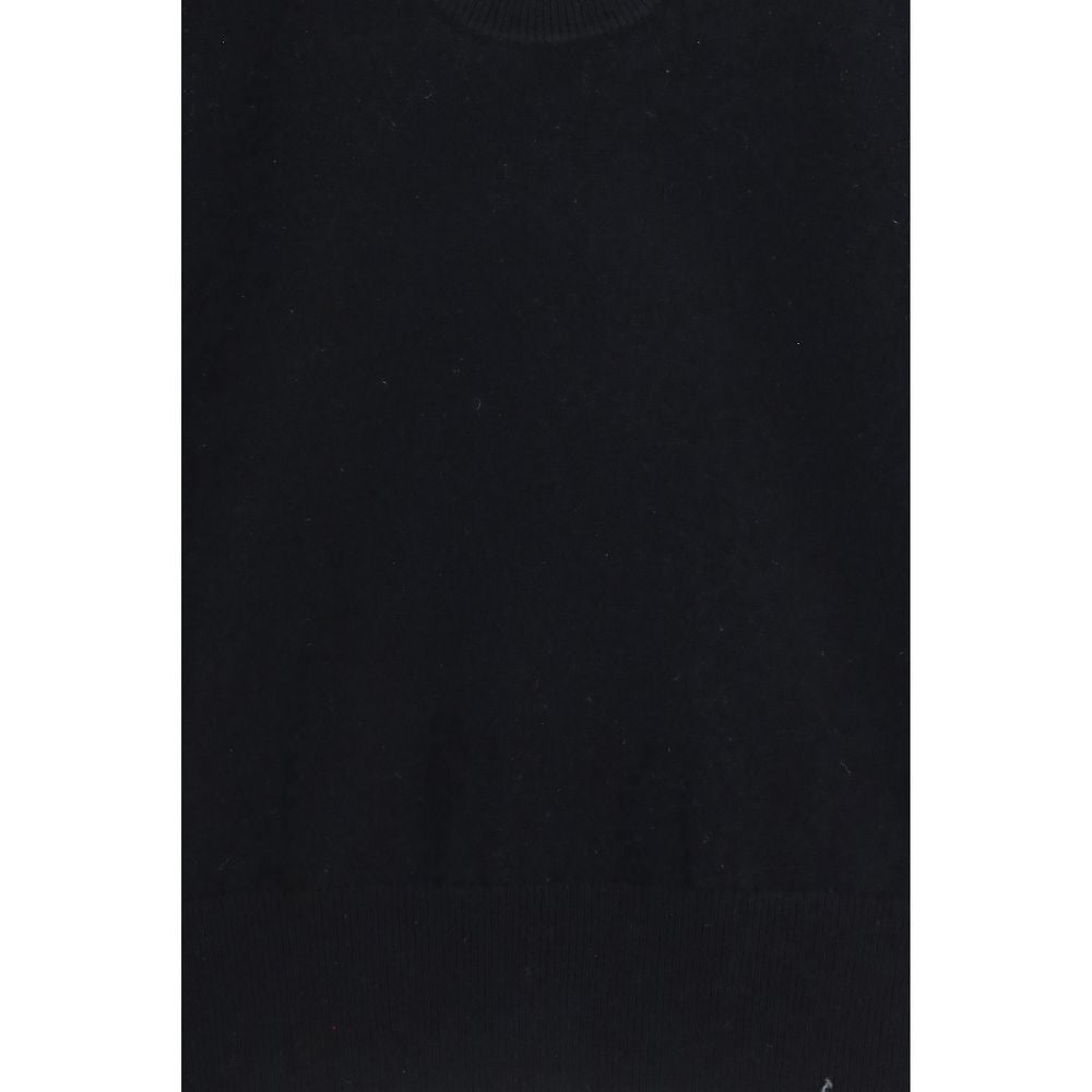 Black Elastane Sleeveles Sweater