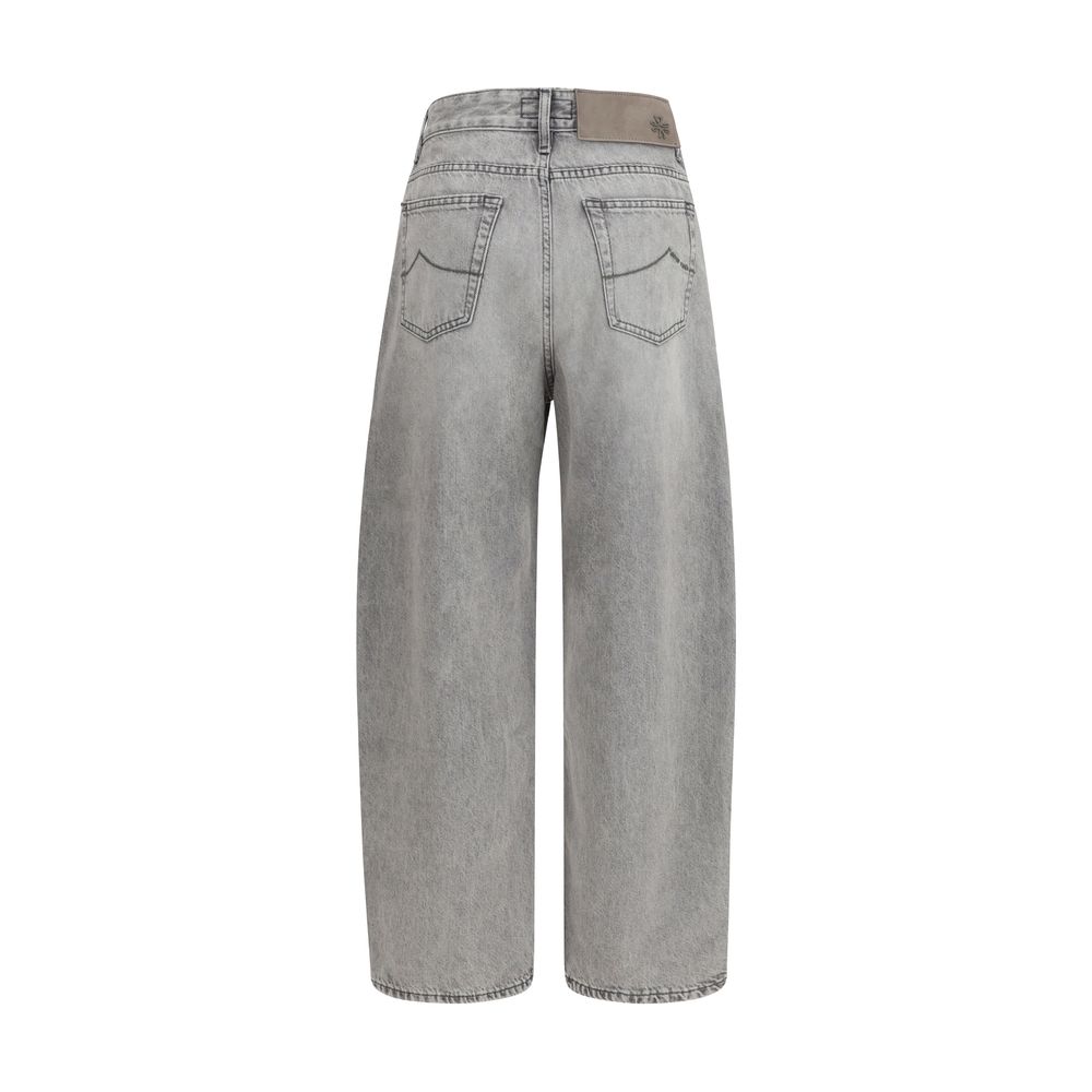 Gray Cotton Relaxed Fit Jeans