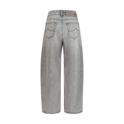 Gray Cotton Relaxed Fit Jeans
