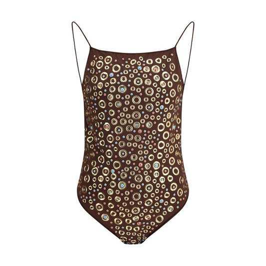 Brown Polyamide One-Piece Swimsuit