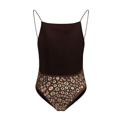 Brown Polyamide One-Piece Swimsuit