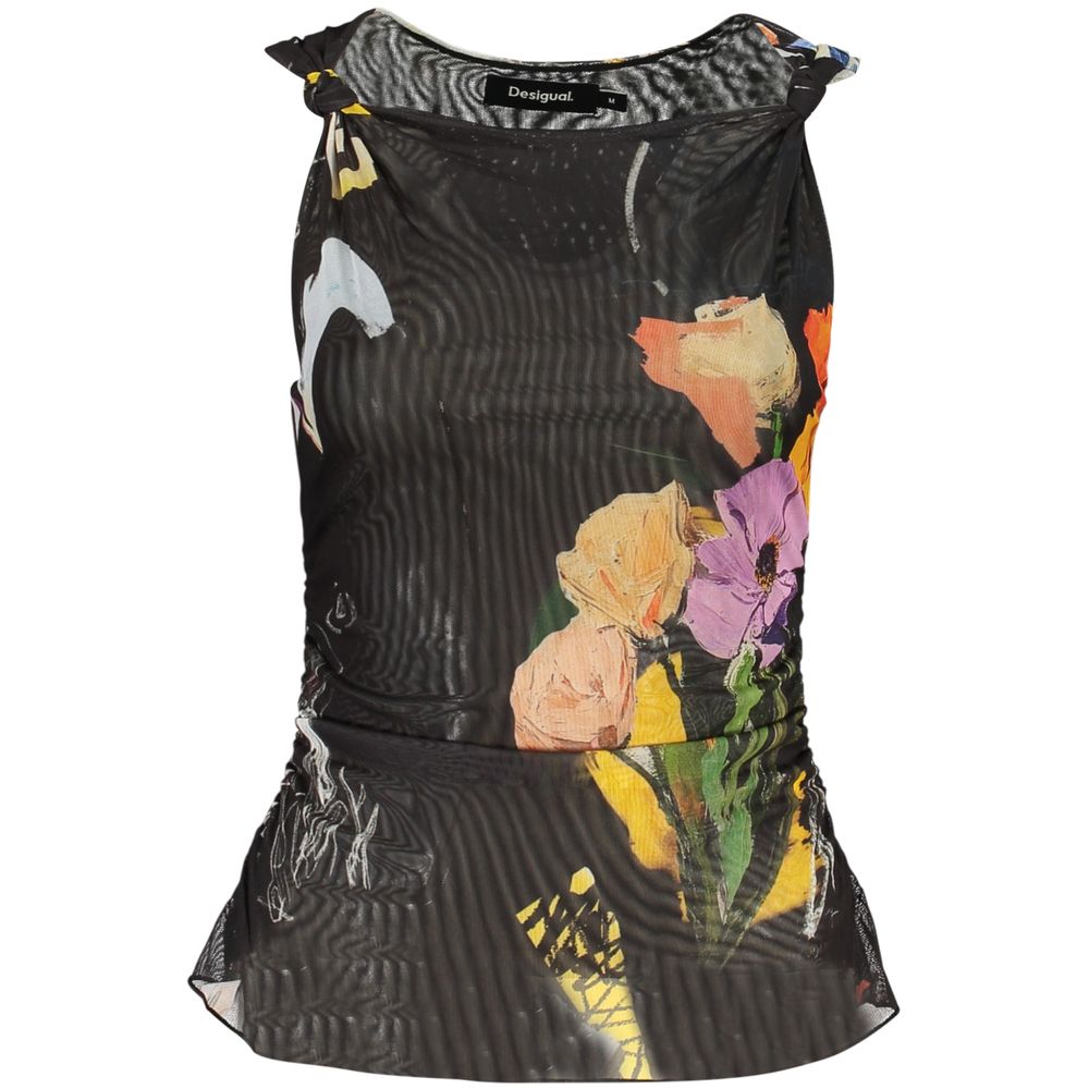 Black Polyester Women Tank Top
