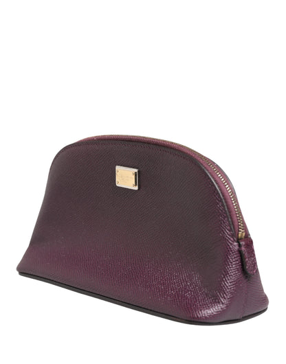 Dark Purple Leather DG Logo Zip Around Hand Purse Wallet