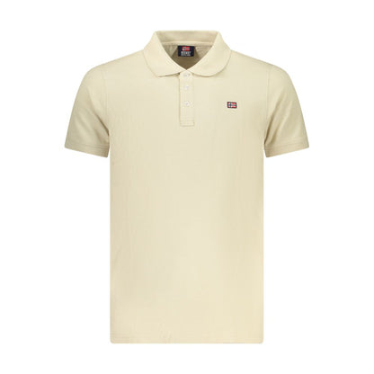 Beige Cotton Men Polo Shirt