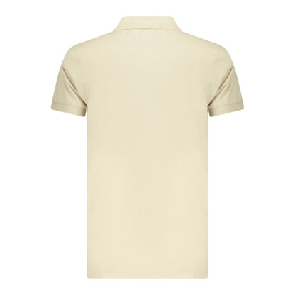Beige Cotton Men Polo Shirt