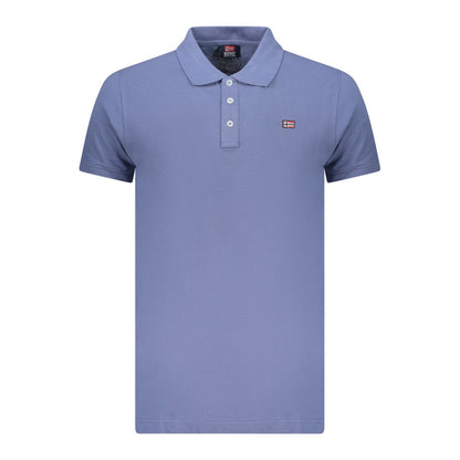 Blue Cotton Men Polo