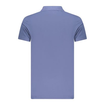 Blue Cotton Men Polo