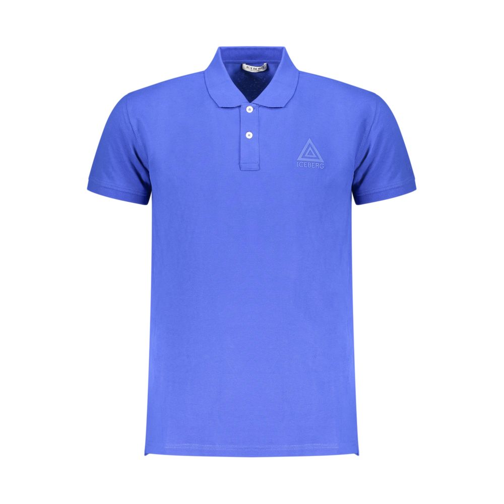 Blue Cotton Men Polo Shirt