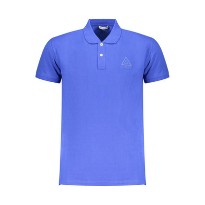Blue Cotton Men Polo Shirt