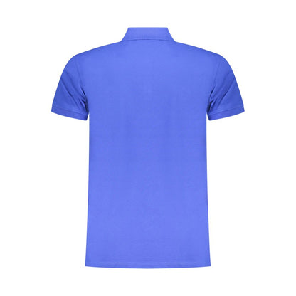 Blue Cotton Men Polo Shirt